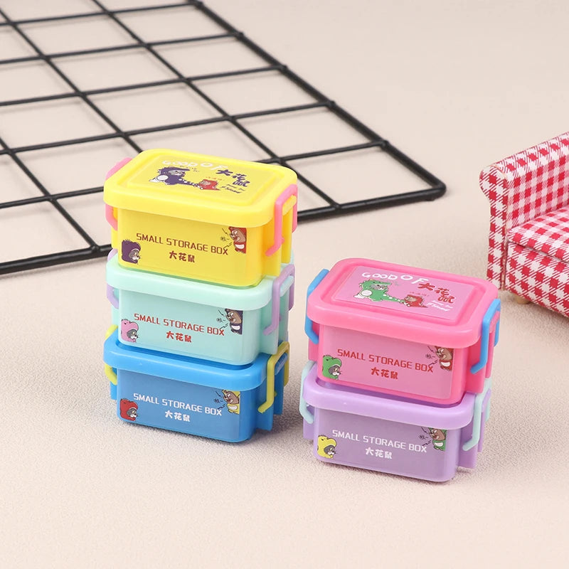 New 1PC 1/12 Dollhouse Mini Plastic Storage Box Model Dollhouse Home Life Scene Decoration Accessories For Kid Pretend Play Toy