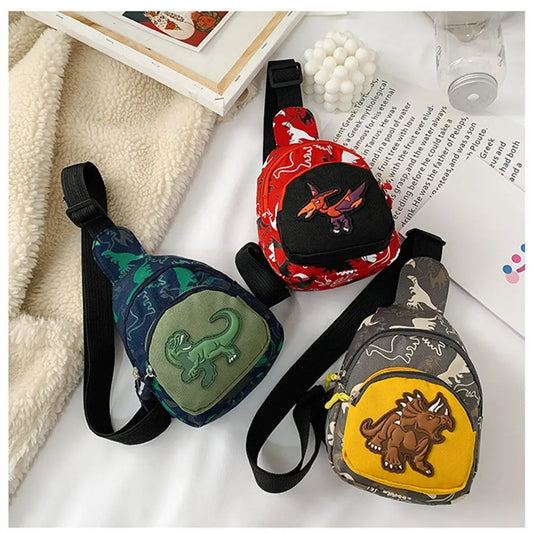 Baby Girls Boys Sling Bag Cute Dinosaur Cartoon Kids Bag Child Waist Bag Travel Shoulder Bag For Toddler Preschool Kids