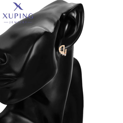 Xuping Jewelry New Arrival Round Promotion Gold Color Huggies Earrings for Women Girl Party Gift S00075729