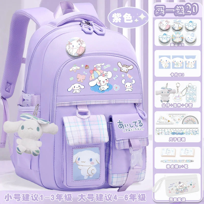 2024 new Sanrio Yugui Dog Schoolbag Schoolgirl Grade 1-6 high-capacity high-appearance minus load school backpack