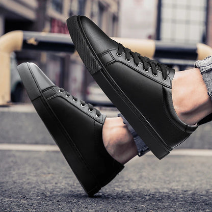 Men's Genuine Leather Casual Shoes Black Sneakers Men Autumn Shoes Man Fashion New Arrival Handmade Outdoor Leisure Walk Flats