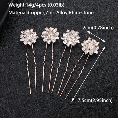 Rhinestone Hair Pins Forks Clips for Women Bridal Wedding Hair Accessories Pearl Hairpins Bride Headpiece Jewelry Gift Wholesale