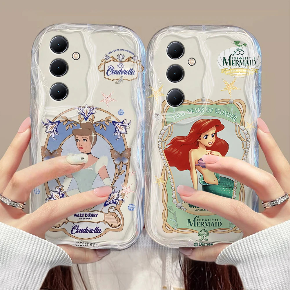 Disney Princess 3D Wave Phone Case For OPPO Reno 11 F 8 T 7 Z 6 5 4 Pro F23 F11 F9 4G 5G Soft Silicone Back Cover