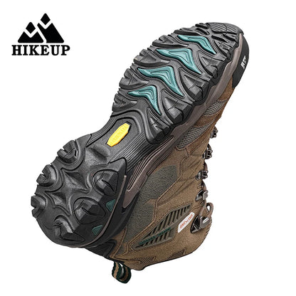 HIKEUP New Men‘s Hiking Shoes Leather Outdoor Sneakers for Men Trekking Boots Male Camping Hunting Mens Tactical Ankle Boots