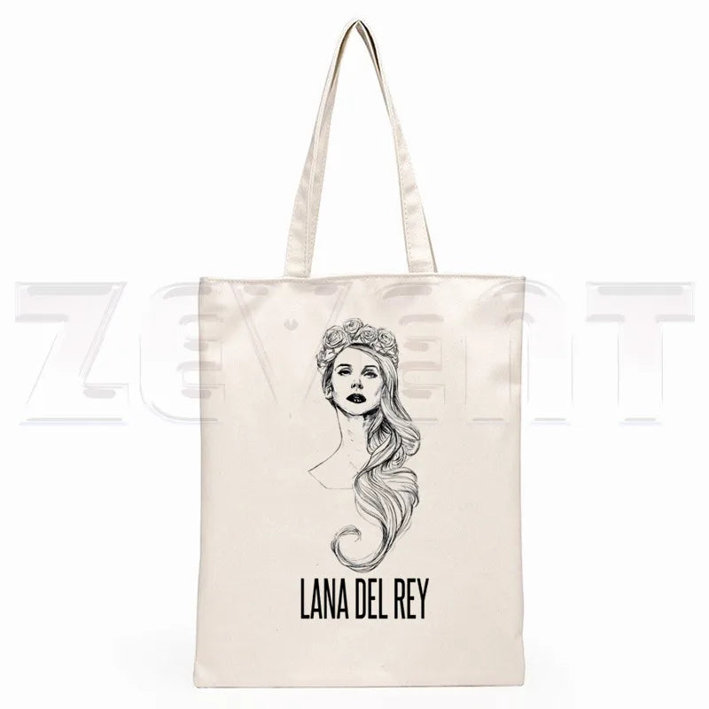 Lana Del Rey LOGO Printed Graphic Hipster Cartoon Print Shopping Bags Girls Fashion Casual Pacakge Hand Bag