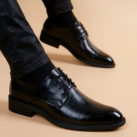 Men Wedding Leather Business Men's Dress Pointed Casual Youth British Style Inner Heightening Spring 2024 New Arrivals Shoes