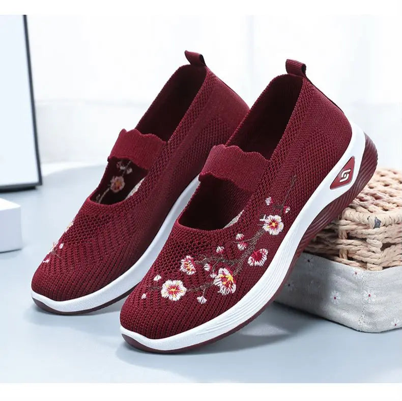 Summer Women's Shallow Flats Loafers Breathable Mary Jeans Flower Sneakers Female Platform Running Cotton Slip On Shoes