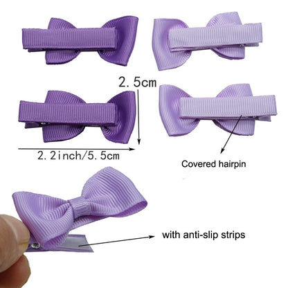 10pcs/lot Solid Color Grosgrain Ribbon Bowknot Kids Hair Clips Handmade Bows Baby Girls Barrettes Hairpins Photo Props Gift Sets