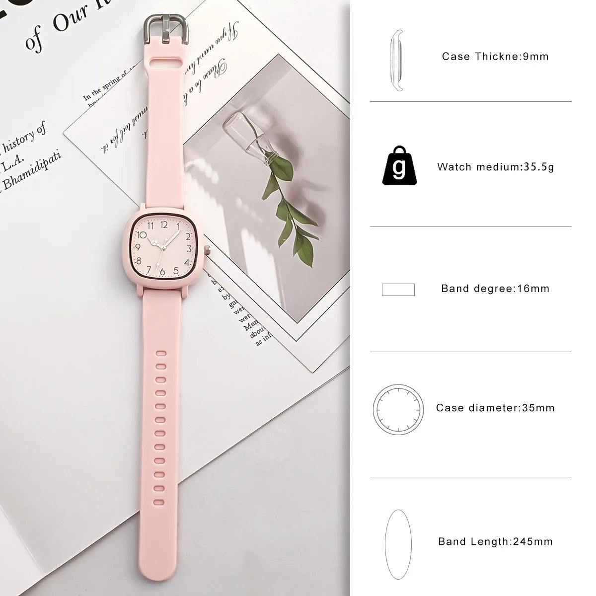 Women Watch Fashion Square Quartz Silicone Strap Wristwatches Student Watches for Women Relojes Para Mujer Montre Femme