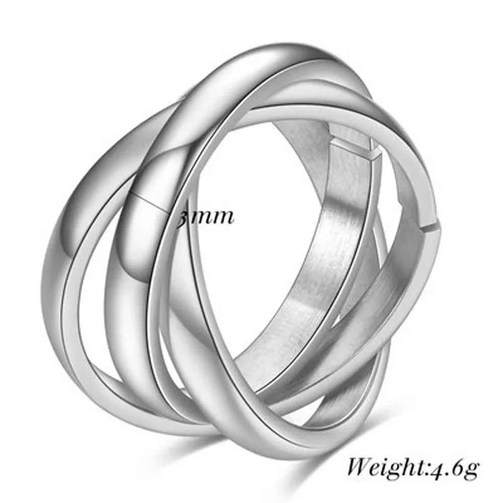 Fashion 3 Finger Ring Sets For Women Stainless Steel Wedding Engagement Rings for Couples Personalized Jewelry Wholesale