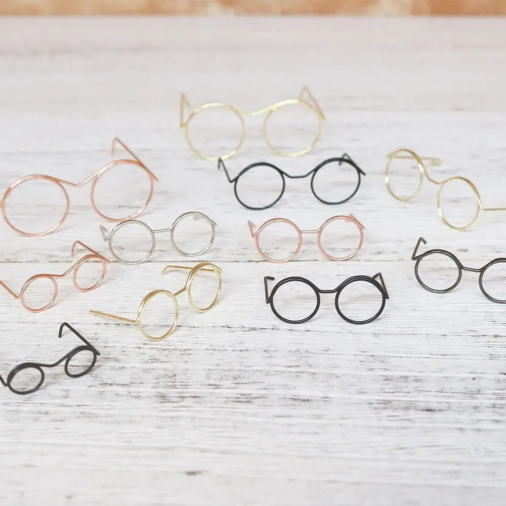 5PCS Retro Metal Round Doll Glasses Frame Lensless Miniature Eyewear Great Collection Cool Eyeglasses For Blythe Doll Accessorie