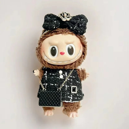 17cm Labubu Plush Doll'S Clothes Outfit Accessories For Korea Kpop Exo Labubu Idol V1 V2 black dress suit Clothing Gift