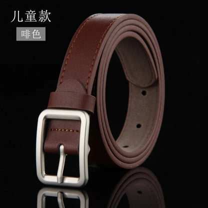 Children's Leather Pin Buckle Belt Fashion Simple Casual Versatile Jeans Boys Girls Students Black Belts Clothing Accessories