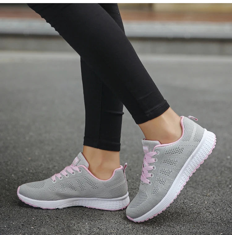 New Sneakers For Women Breathable Fashion Trainers Plus Size Women Sneakers Mesh Fabric Lace Up Women Shoes Female Footwear