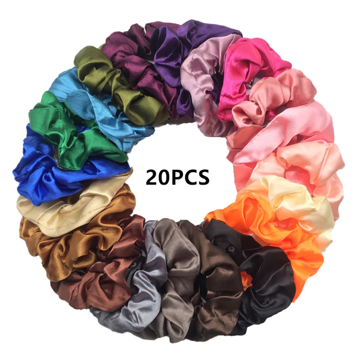 50/40/20pc Vintage Satin Scrunchies Girls Elastic Hair Bands Ponytail Holder Ties Rubber Bands Fashion Women Accessories Solid