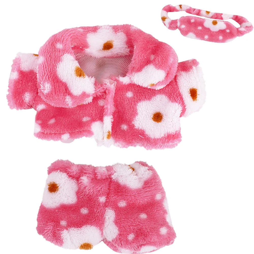 Doll Clothes For 20Cm Idol Dolls Lovely Plush Pajamas With Eye Mask Dress Stuffed Cotton Doll Toy Star EXO Clothing Accessories