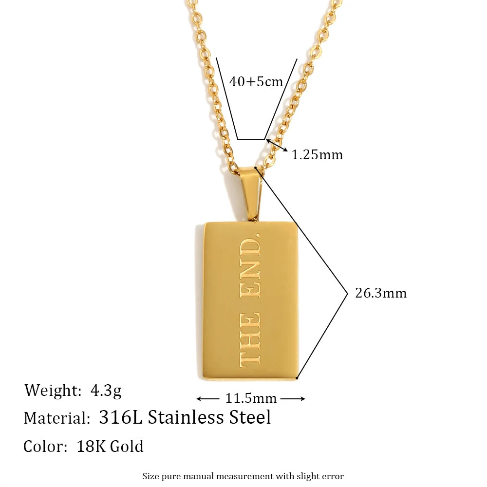 E.B.belle Individuality MessageTarot Necklace Stainless Steel 18k Gold Plated Tarnish Free Square Geometric Gold Necklace