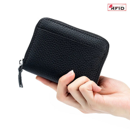 Genuine Leather Short Wallet RFID ID Bank Credit Organ Card Holder Cowhide Mini Coin Purse Bag Clutch Key Pouch For Men Women