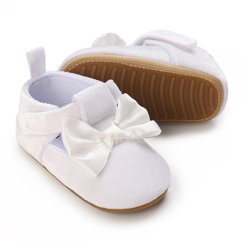 HAIZHIW 0-18 Months Cute White Lace Baby Girl Princess shoes Baby Shoes Bow Fringe Rubber Soled Non-slip Footwear Crib Shoes