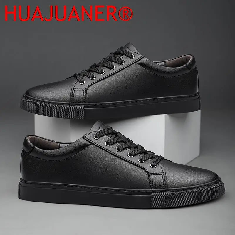 Men's Genuine Leather Casual Shoes Black Sneakers Men Autumn Shoes Man Fashion New Arrival Handmade Outdoor Leisure Walk Flats