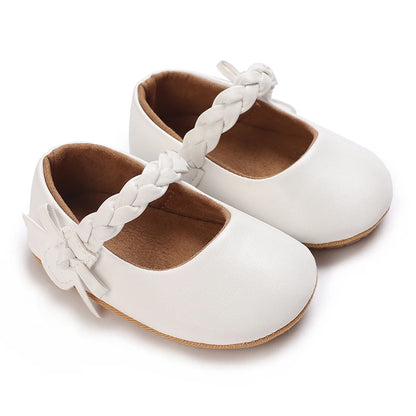 HAIZHIW 0-18 Months Cute White Lace Baby Girl Princess shoes Baby Shoes Bow Fringe Rubber Soled Non-slip Footwear Crib Shoes