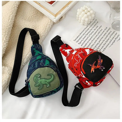 Baby Girls Boys Sling Bag Cute Dinosaur Cartoon Kids Bag Child Waist Bag Travel Shoulder Bag For Toddler Preschool Kids