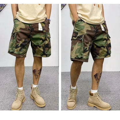 Cargo Shorts Mens Summer Cotton Army Tactical Camouflage Multi-pocket Casual Short Pants Loose Military Shorts Men 2023 New