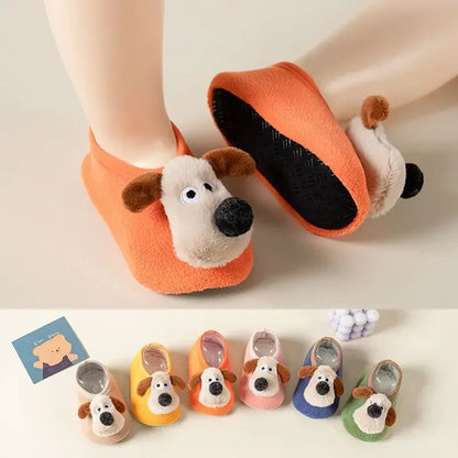 Thickened Cute Puppy Baby Floor Socks Anti Slip Soft Soles Cartoon Early Education Baby Shoes Baby Walking Shoes, Sock Covers