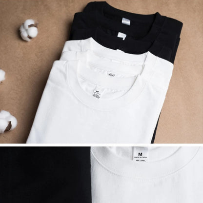 2PCS 100% Cotton Solid T Shirts Men's and Women's Short Sleeve White Tees Casual Breathable Loose Round Neck T-shirt Couple Tops