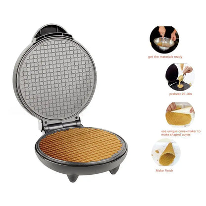 Electric Crispy Egg Roll Maker Sandwich Waffle Maker Pizza Pancake Crepe Baking Oven DIY Ice Cream Cone Machine