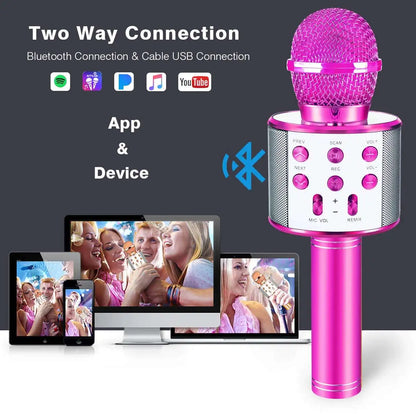 Handheld  Wireless Bluetooth Karaoke Microphone Speaker  for Kids,Home Party Singing Machine Microphone,Fun Toys for Kids