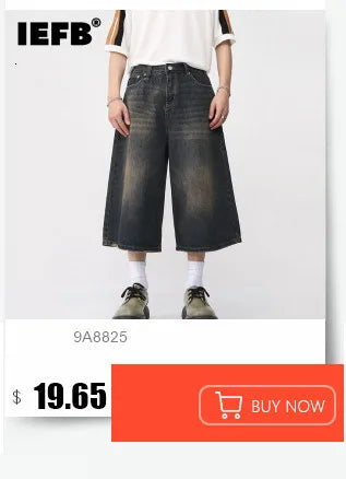 IEFB Summer Men's Denim Pants Old Blue Washed Male Jeans Straight Casual Menwear Loose Wide Leg Trousers New Fashion 9C354