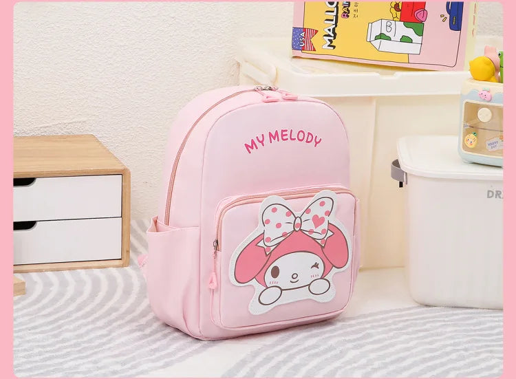 Anime Hello Kitty Kuromi Melody Kids School Bag Cartoon Cute Boys and Girls Travel Backpack 1-2 Grade Elementary School Backpack