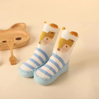 Spring and Autumn Cartoon Baby Shoes and Socks, Infant Walking Shoes and Socks, Non Slip Sole, Children's Floor Socks