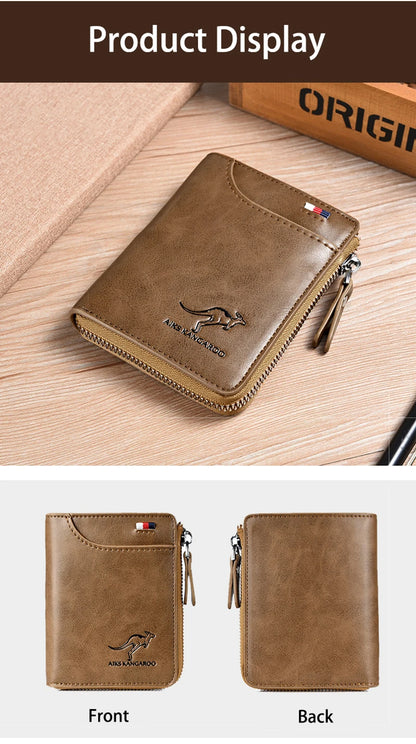 Mens Wallet Leather Business Card Holder Zipper Purse Luxury Wallets for Men RFID Protection Purses Carteira Masculina Luxury