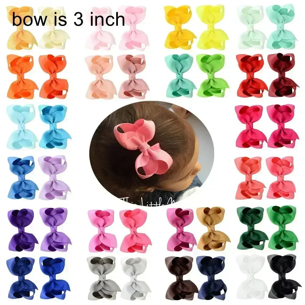 10pcs/lot Solid Color Grosgrain Ribbon Bowknot Kids Hair Clips Handmade Bows Baby Girls Barrettes Hairpins Photo Props Gift Sets