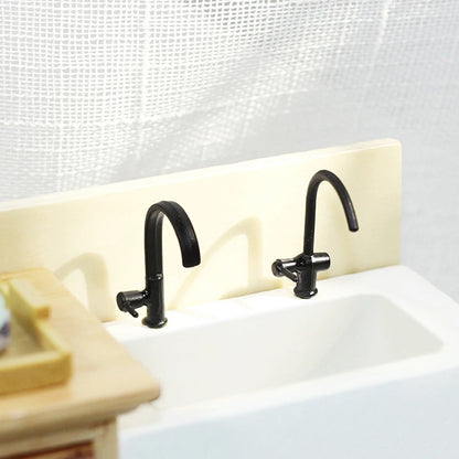 1-12pcs Dollhouse Miniature Faucet simulation model 1:12 Miniature Metal Water Tap Faucet Dollhouse Kitchen Bathroom Accessories