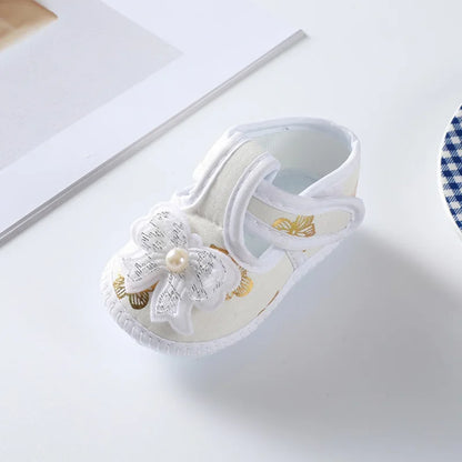 First Walkers Soft Sole Crib  Newborn Toddler Shoes Baby Girl Shoes  Cute Floral Bow Infant Baby Girls Shoes Non-slip Footwear