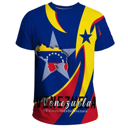 3D Printed Venezuela Flag T-shirt For Men Short Sleeve Oversize Venezuela Bandeira Tee Tops Round Neck Casual Streetwear Jersey