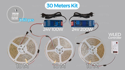 WLED Controller ESP32 RGBIC COB LED Strip Light Tape Kit Sound Reactive Music Sync Work with Alexa 24V 5 10 15 20 25 30 40 M