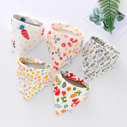 5pcs Baby Saliva Towel Triangle Scarf Pure Cotton Bandana Waterproof Bibs Newborn Boys Girls Absorbent Cloth Bib Saliva Scarf