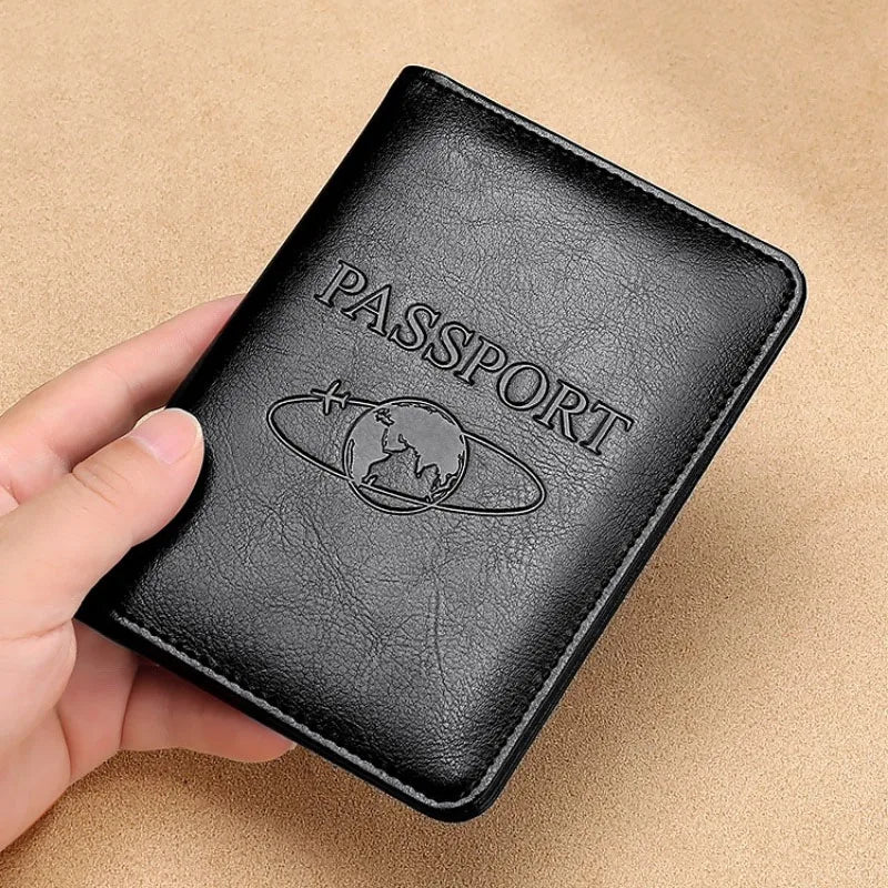 Passport Holder RFID Blocking Genuine Leather on Cover for Passport Bag Multifunctional Travel Air Ticket Leather Case Wallet