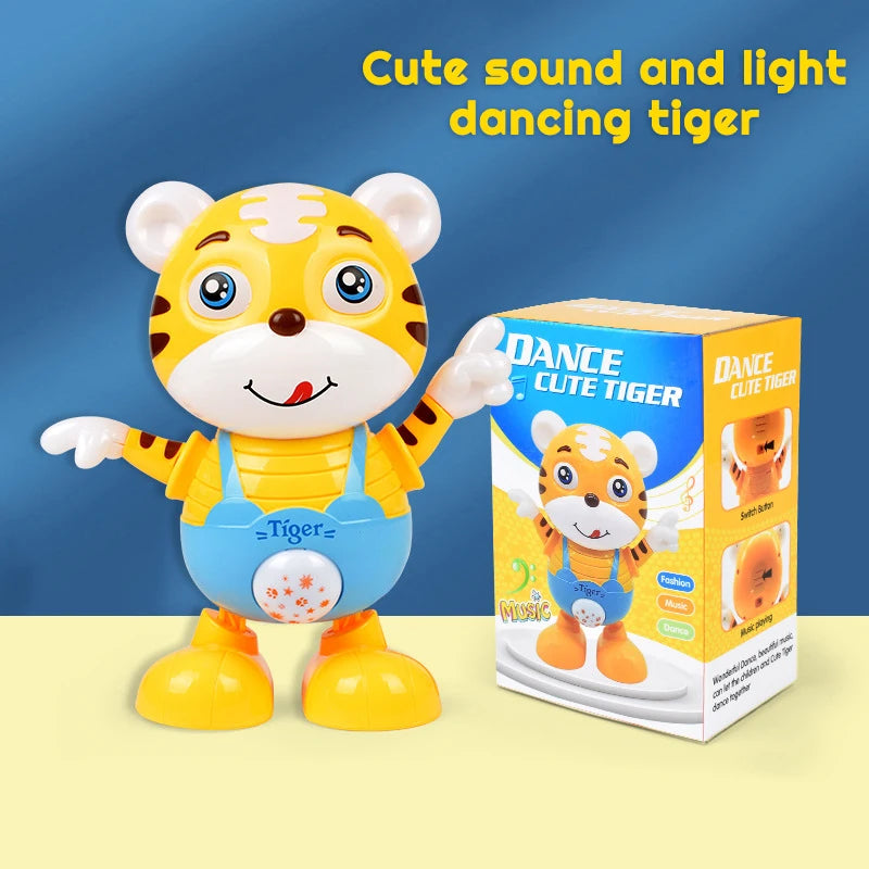 Dancing Electric Cartoon Cute Small Yellow Tiger Doll Home Decor Kid Gift Baby Early Education Musical Dance Light LED Baby Toys