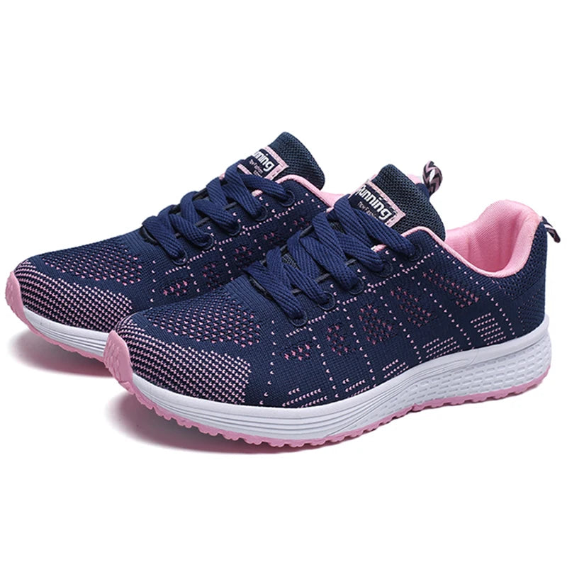 New Sneakers For Women Breathable Fashion Trainers Plus Size Women Sneakers Mesh Fabric Lace Up Women Shoes Female Footwear