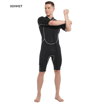 DEMMET Women Men Short Sleeve Wetsuit 1.5mm Neoprene Full Body Wetsuit for Swim Surfing Snorkeling Spearfishing Sailing Water