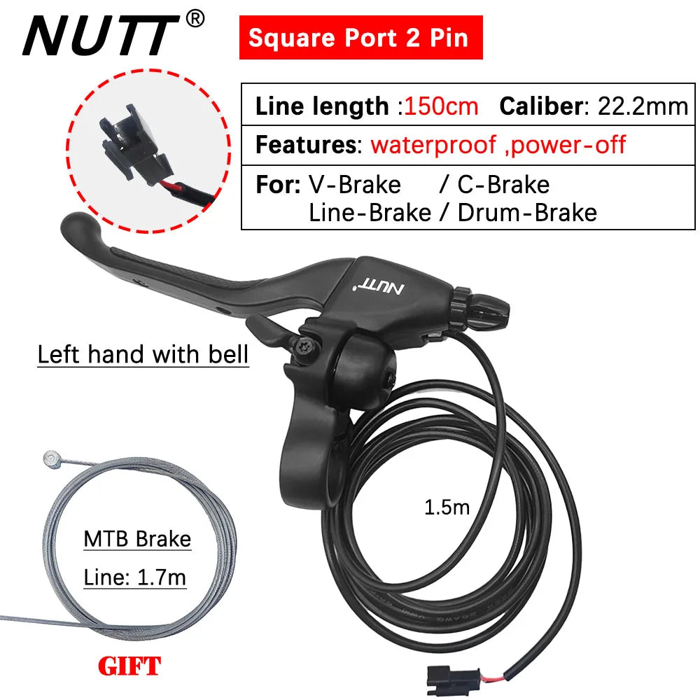 NUTT E-Bike Scooter Electric Brake Lever Bike Bicycles 22.2MM With Bell For Bicycles V-Brake / C-Brake / Line-Brake / Drum-Brake