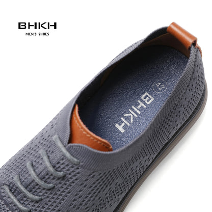 BHKH 2024 Breathable Knitted Mesh Casual Shoes Lightweight Smart Casual Shoes Office Work Footwear Men Shoes