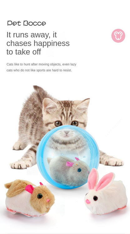 New Popular Electric Rabbit Hamster Rolling Ball Playing Cat Electronic Plush Dog Cat Machine Pet Toys