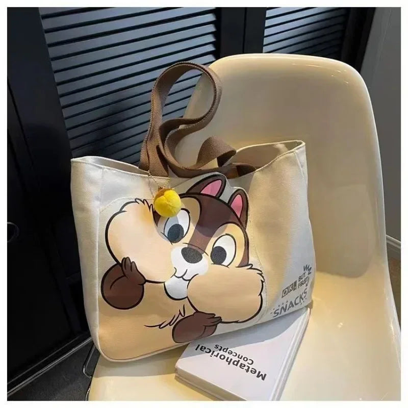 Disney new Chichititi Cartoon Print Large Capacity Women's Handbag Daily Travel Mummy Bag Fashionable and Versatile Shoulder Bag