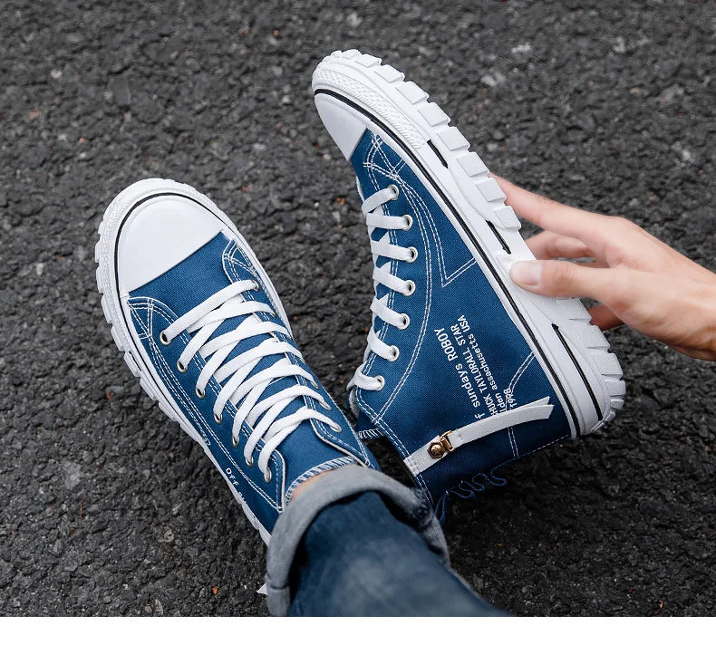 Men‘s Canvas Shoes Men Fashion Summer Casual Sneakers Student Casual Shoes High Top Man Vulcanize Shoes 2023 Spring Autumn